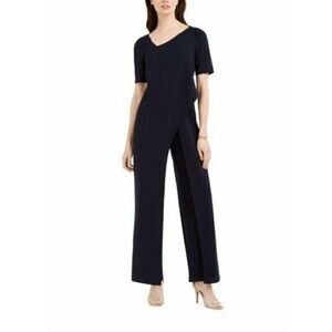 NWT Adrianna Papell Knit Crepe Jumpsuit Midnight Blue Women's Size 4 R:$199